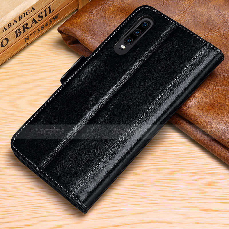 Custodia Portafoglio In Pelle Cover con Supporto P01 per Huawei P30 Nero