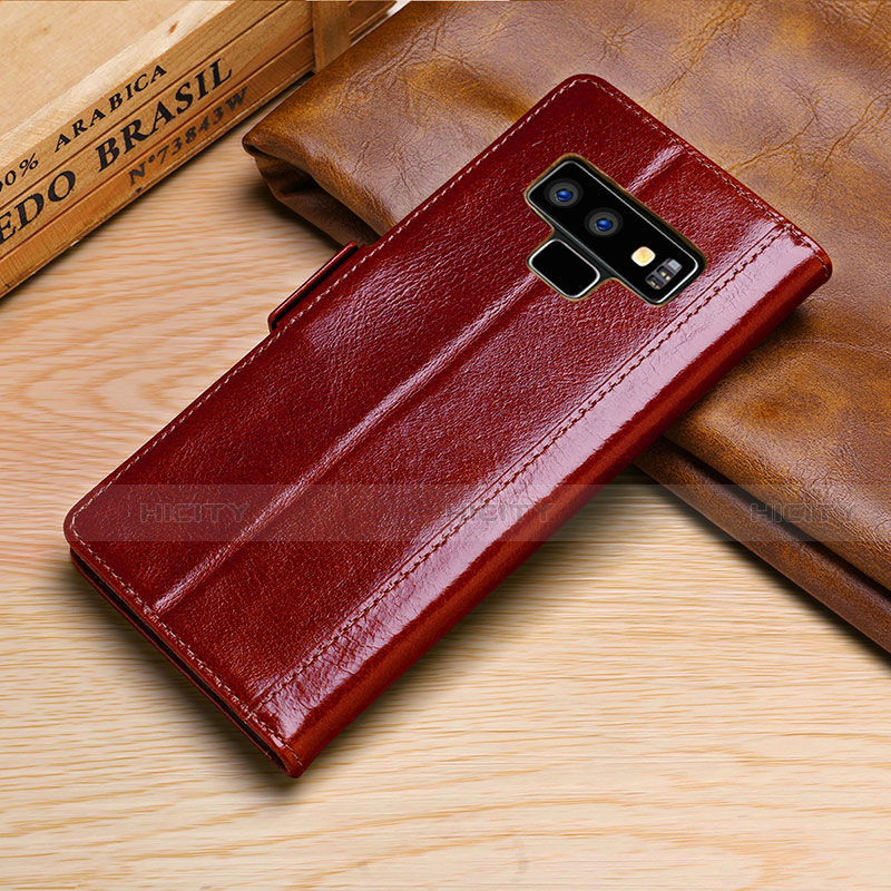 Custodia Portafoglio In Pelle Cover con Supporto P01 per Samsung Galaxy Note 9 Rosso