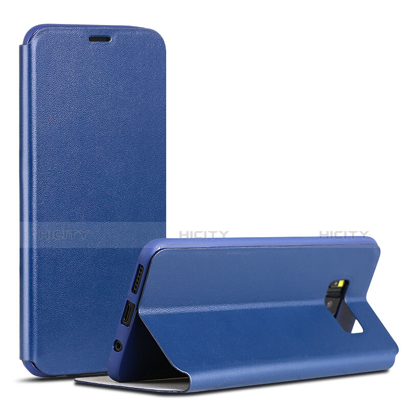 Custodia Portafoglio In Pelle Cover con Supporto P01 per Samsung Galaxy S8 Blu