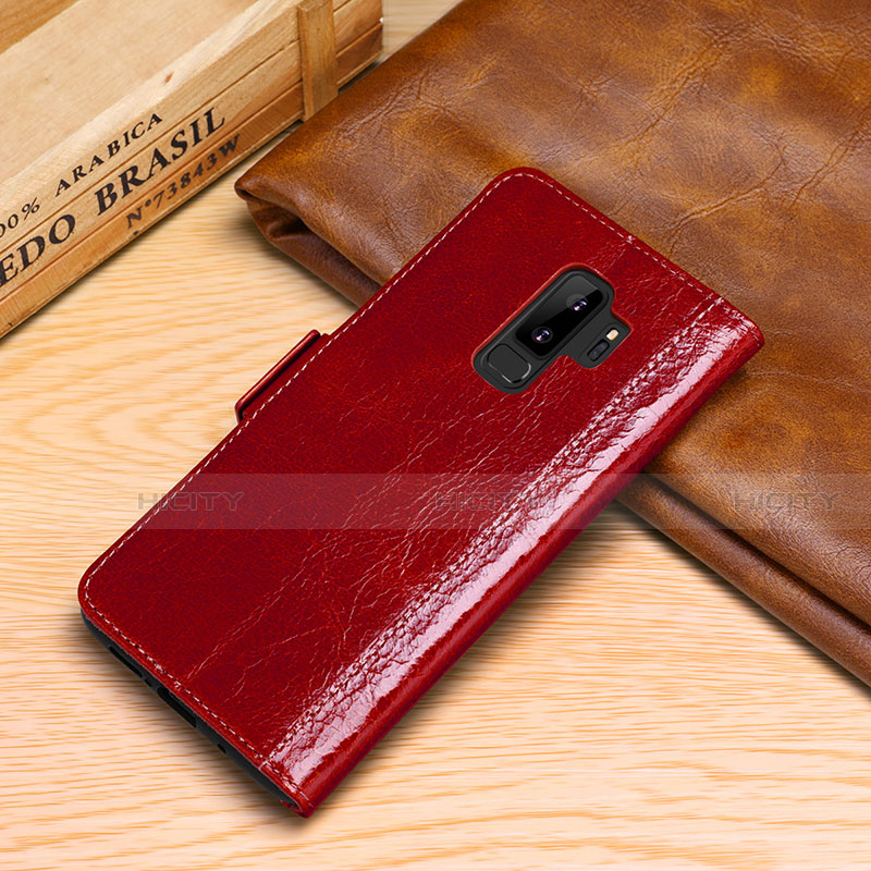 Custodia Portafoglio In Pelle Cover con Supporto P01 per Samsung Galaxy S9 Plus Rosso