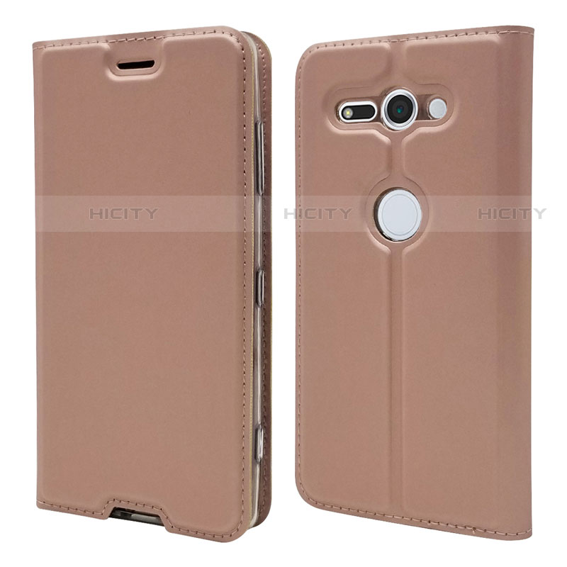 Custodia Portafoglio In Pelle Cover con Supporto P01 per Sony Xperia XZ2 Compact Oro Rosa