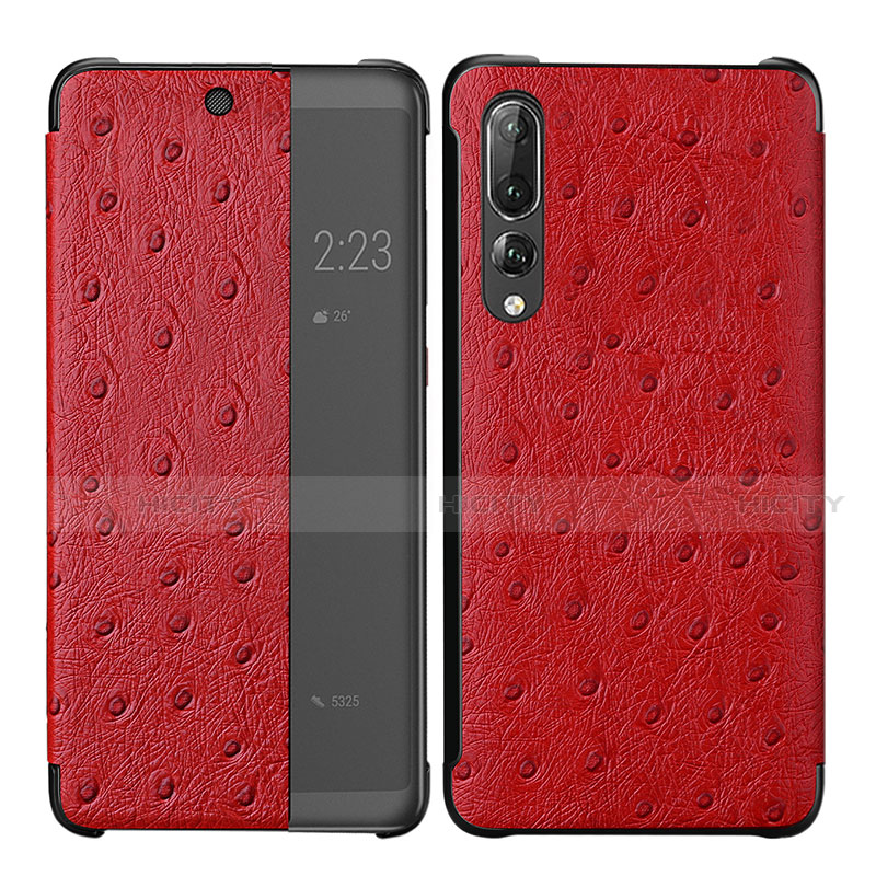Custodia Portafoglio In Pelle Cover con Supporto P02 per Huawei P20 Pro Rosso