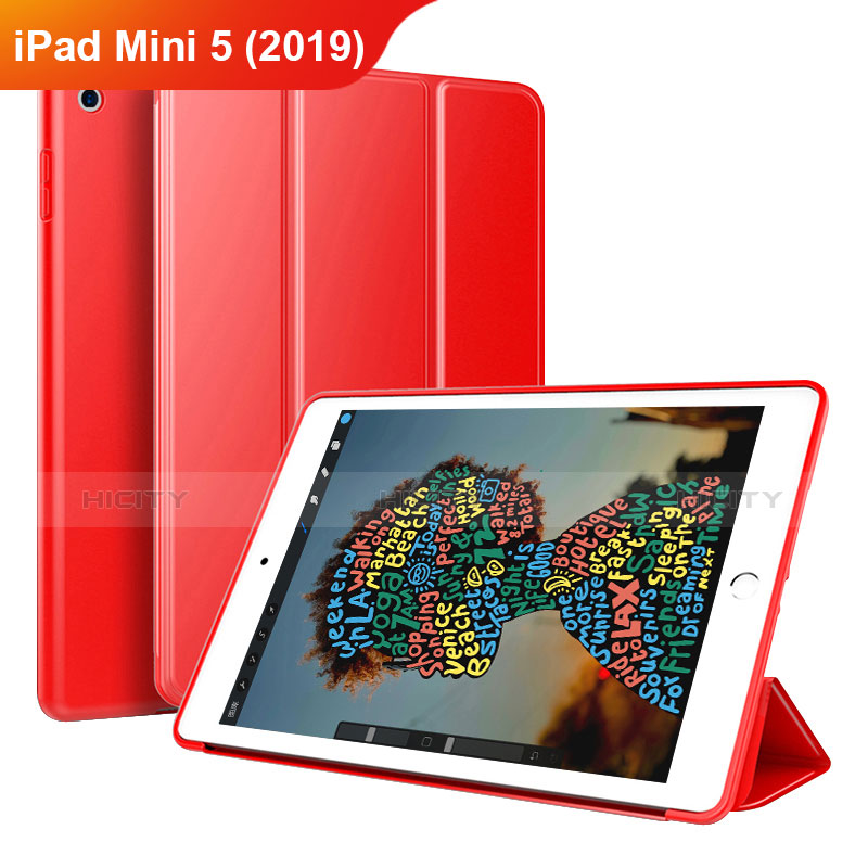 Custodia Portafoglio In Pelle Cover con Supporto per Apple iPad Mini 5 (2019) Rosso