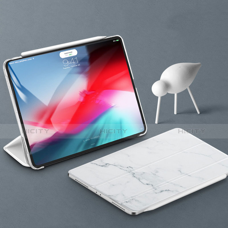 Custodia Portafoglio In Pelle Cover con Supporto per Apple iPad Pro 11 (2018) Bianco