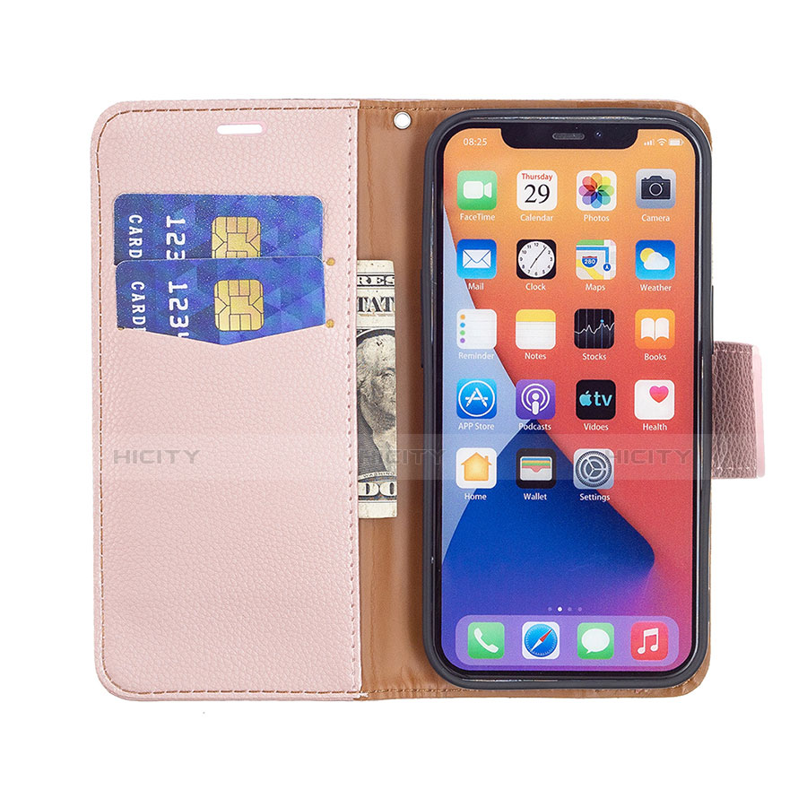 Custodia Portafoglio In Pelle Cover con Supporto per Apple iPhone 13 Oro Rosa