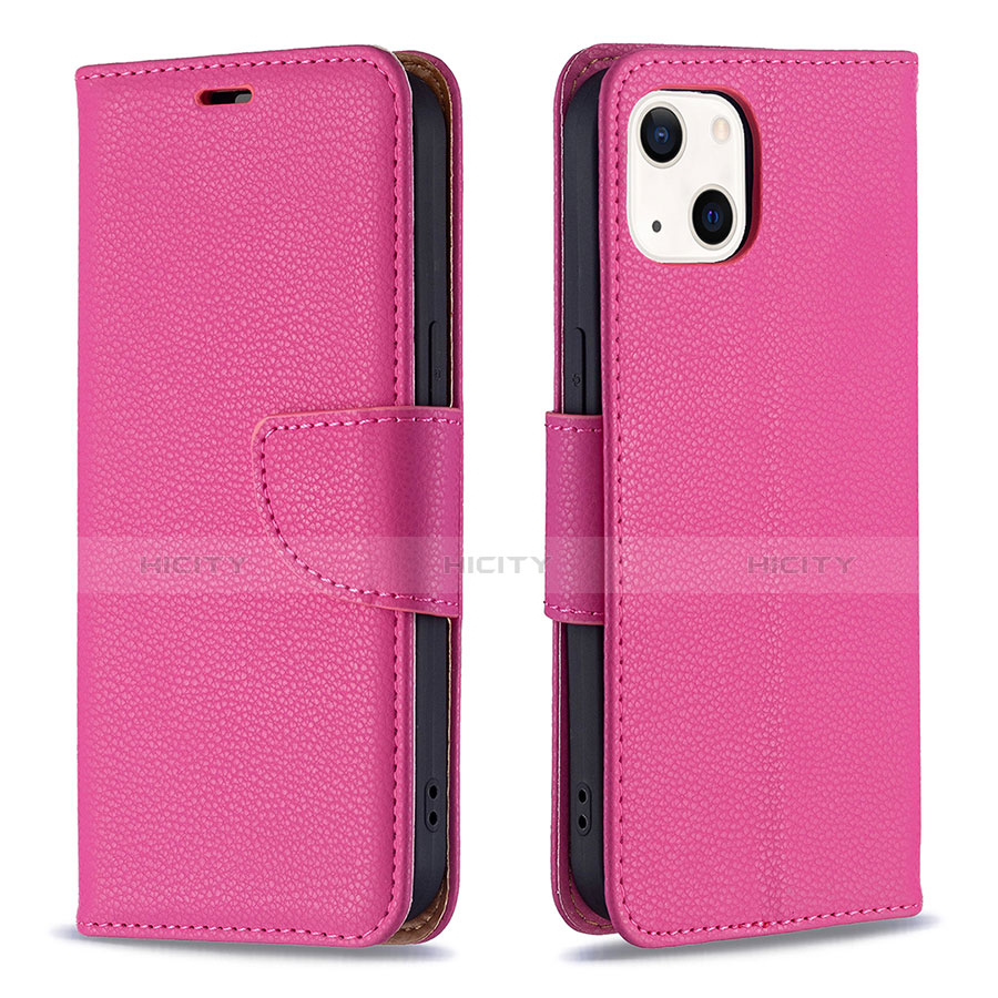 Custodia Portafoglio In Pelle Cover con Supporto per Apple iPhone 14 Plus Rosa Caldo