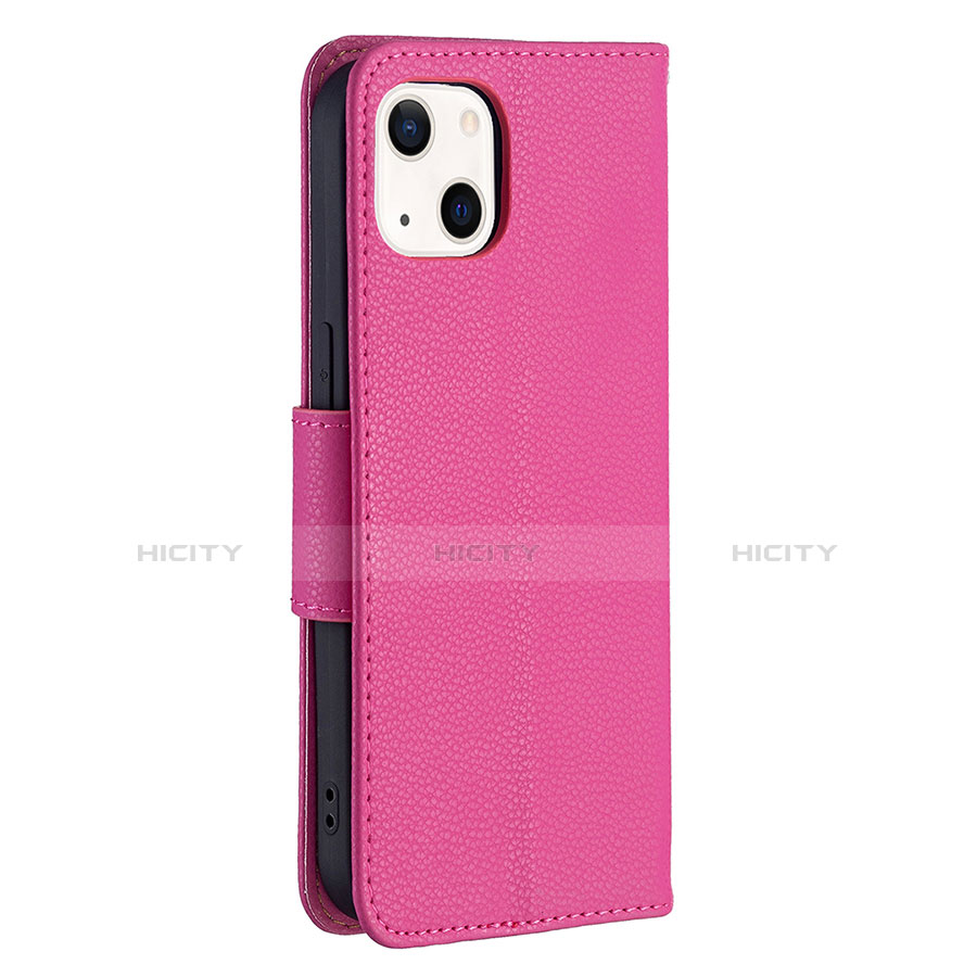 Custodia Portafoglio In Pelle Cover con Supporto per Apple iPhone 14 Plus Rosa Caldo