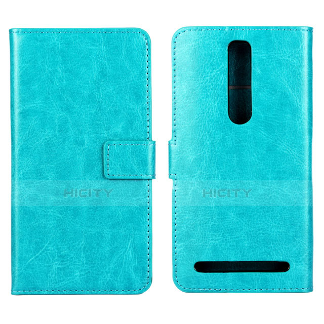 Custodia Portafoglio In Pelle Cover con Supporto per Asus Zenfone 2 ZE551ML ZE550ML Ciano