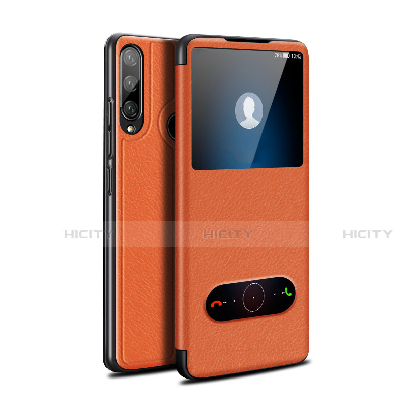 Custodia Portafoglio In Pelle Cover con Supporto per Huawei Enjoy 10 Plus Arancione