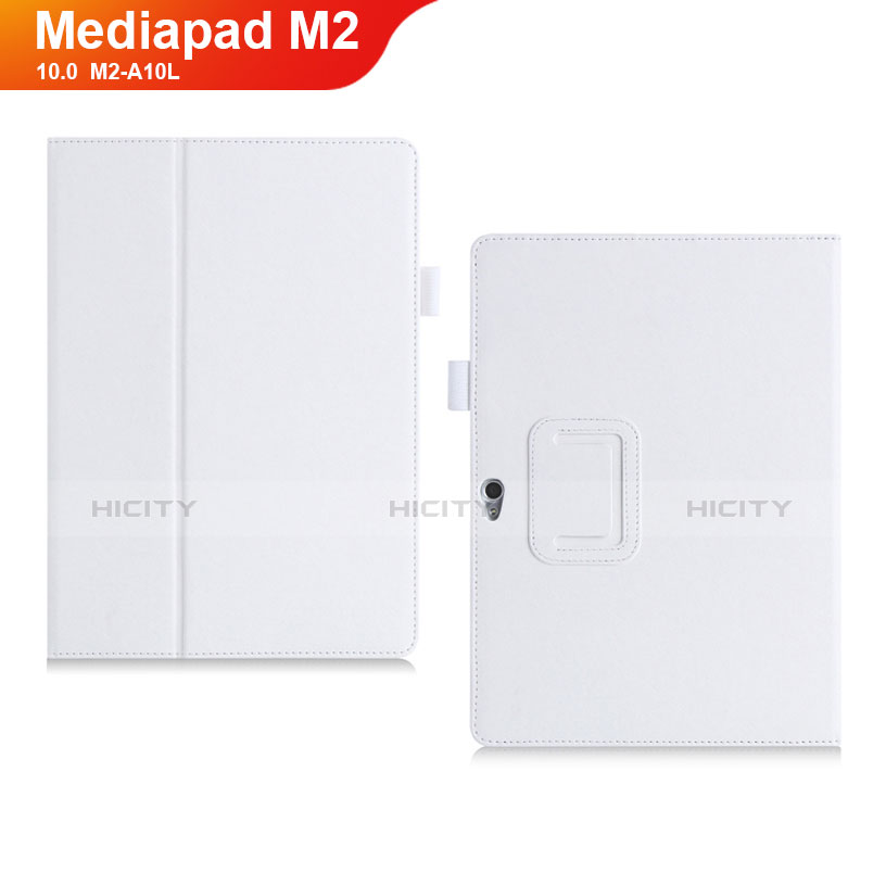 Custodia Portafoglio In Pelle Cover con Supporto per Huawei MediaPad M2 10.0 M2-A10L Bianco