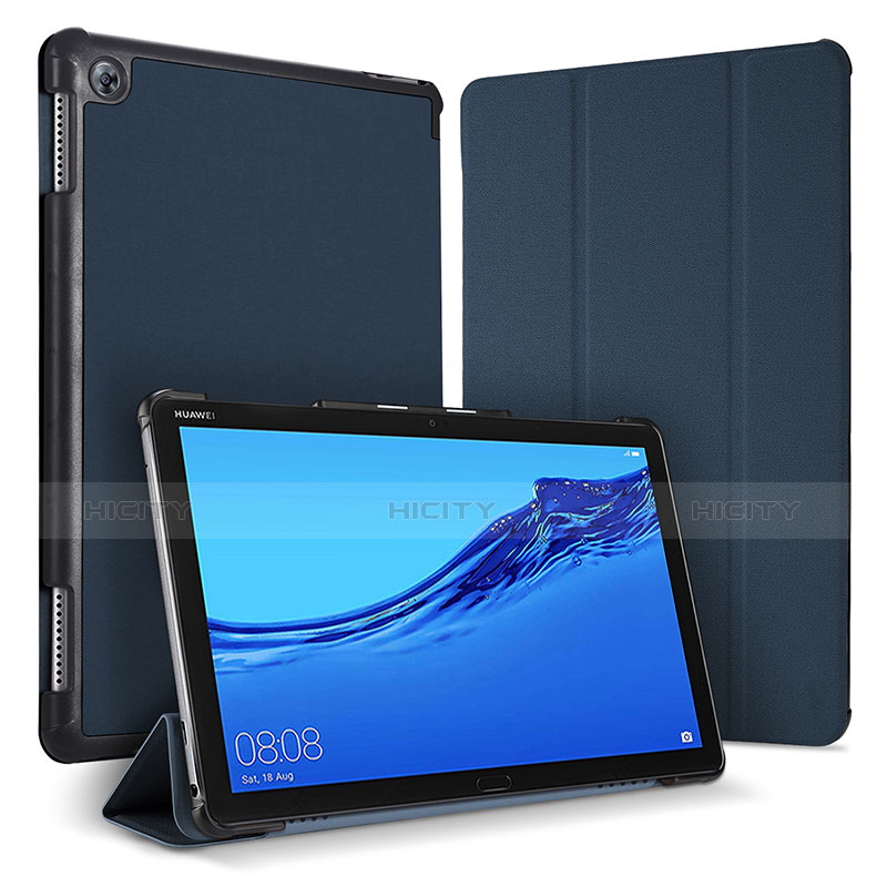Custodia Portafoglio In Pelle Cover con Supporto per Huawei MediaPad M5 Lite 10.1 Blu