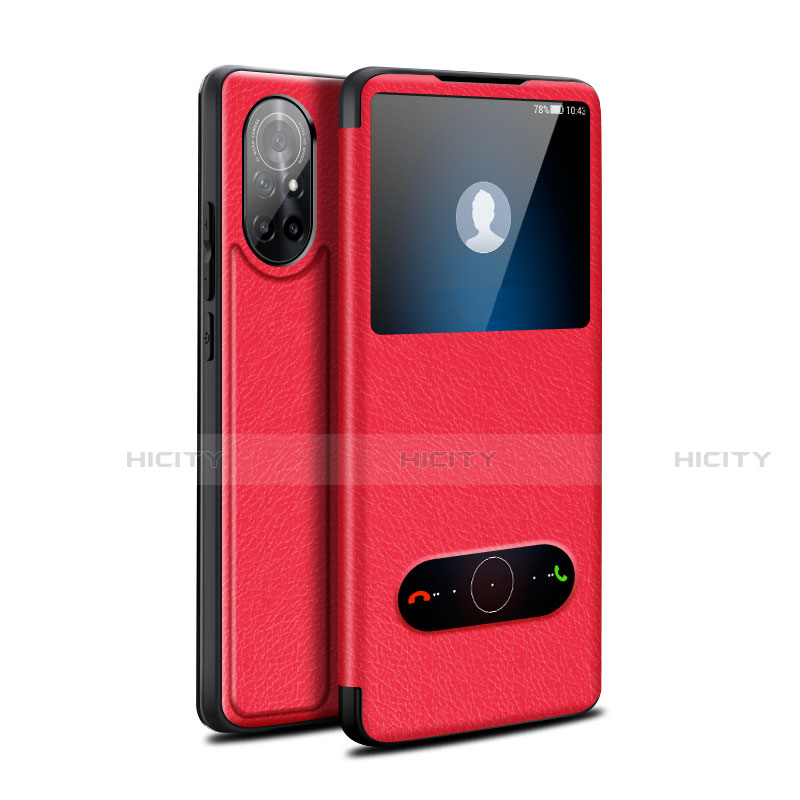 Custodia Portafoglio In Pelle Cover con Supporto per Huawei Nova 8 5G Rosso