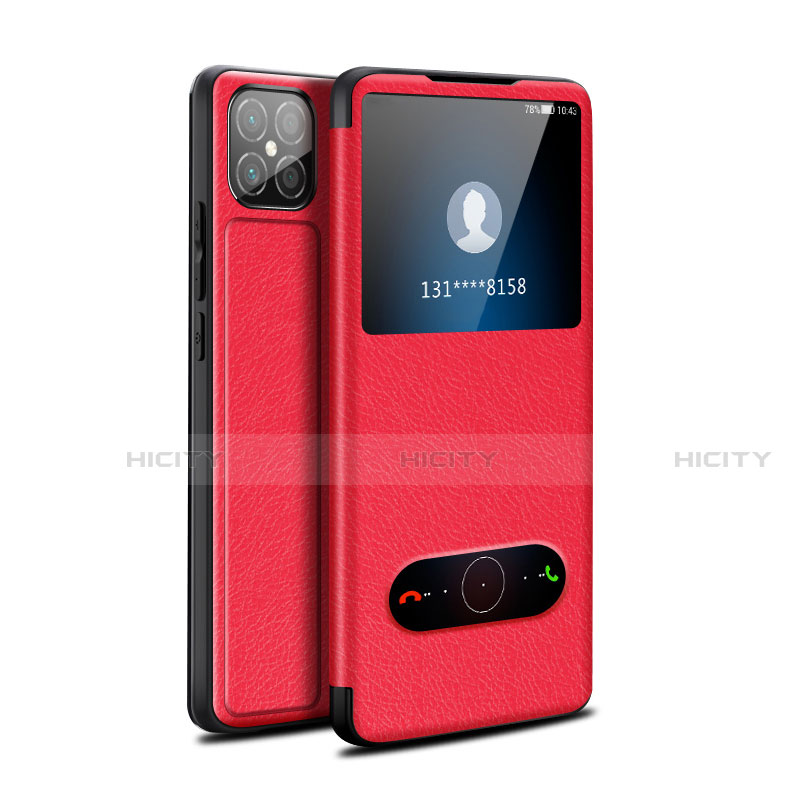 Custodia Portafoglio In Pelle Cover con Supporto per Huawei Nova 8 SE 5G Rosso