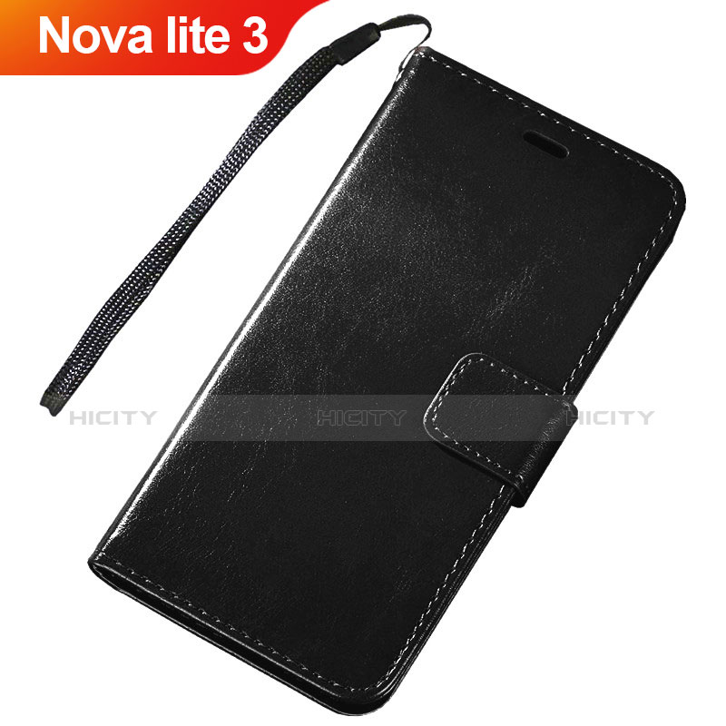 Custodia Portafoglio In Pelle Cover con Supporto per Huawei Nova Lite 3 Nero