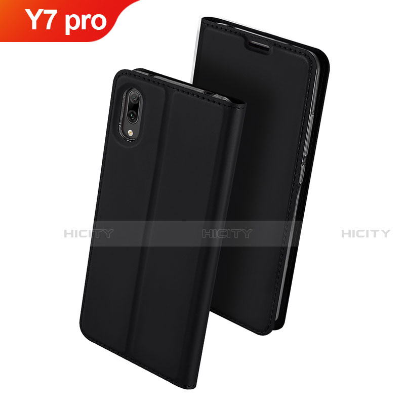 Custodia Portafoglio In Pelle Cover con Supporto per Huawei Y7 (2019) Nero