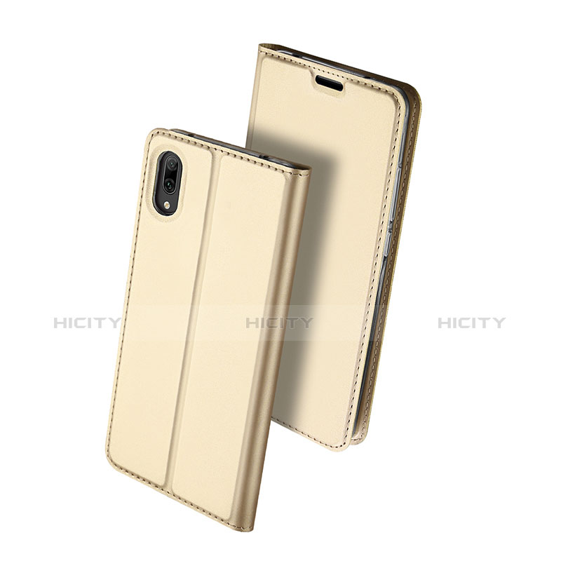 Custodia Portafoglio In Pelle Cover con Supporto per Huawei Y7 Pro (2019) Oro