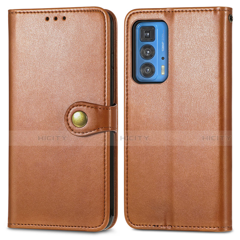 Custodia Portafoglio In Pelle Cover con Supporto per Motorola Moto Edge 20 Pro 5G Marrone