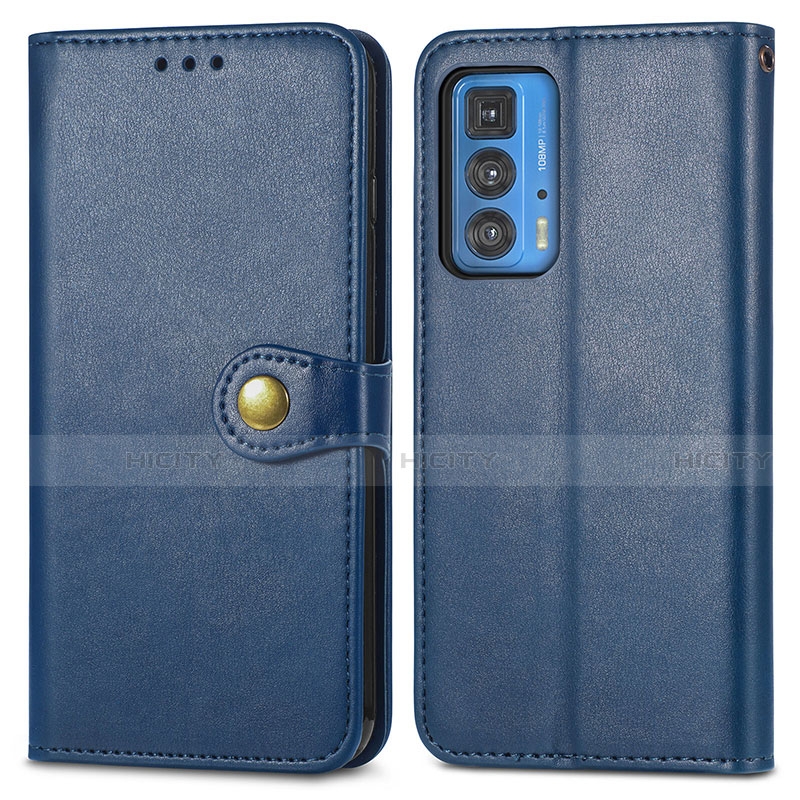 Custodia Portafoglio In Pelle Cover con Supporto per Motorola Moto Edge S Pro 5G Blu