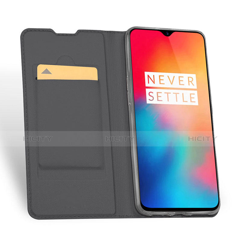 Custodia Portafoglio In Pelle Cover con Supporto per OnePlus 6T Grigio