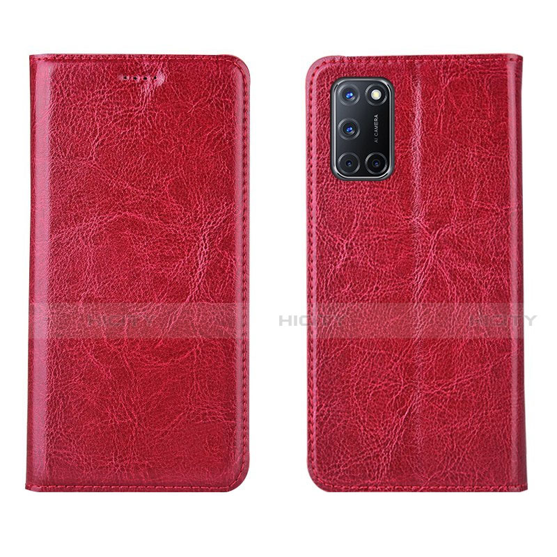 Custodia Portafoglio In Pelle Cover con Supporto per Oppo A52 Rosso