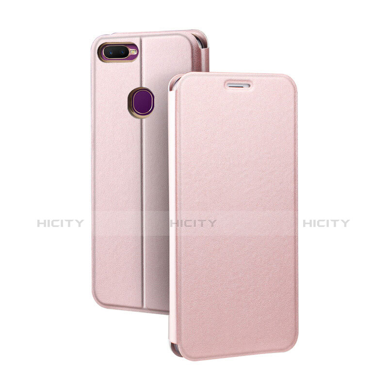 Custodia Portafoglio In Pelle Cover con Supporto per Oppo A7 Oro Rosa