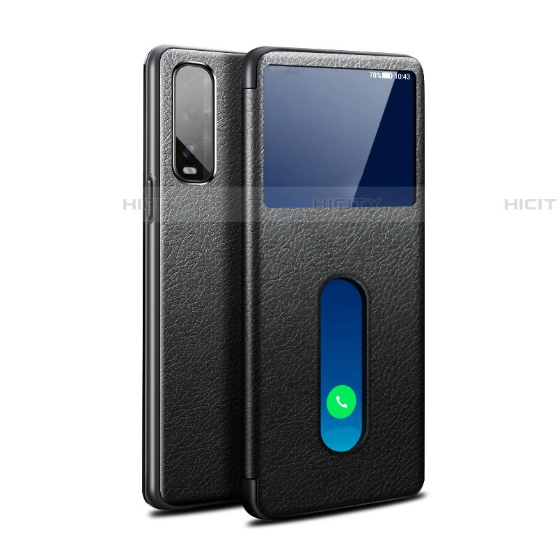 Custodia Portafoglio In Pelle Cover con Supporto per Oppo Find X2 Nero