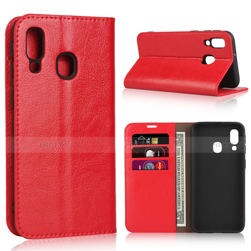 Custodia Portafoglio In Pelle Cover con Supporto per Samsung Galaxy A40 Rosso