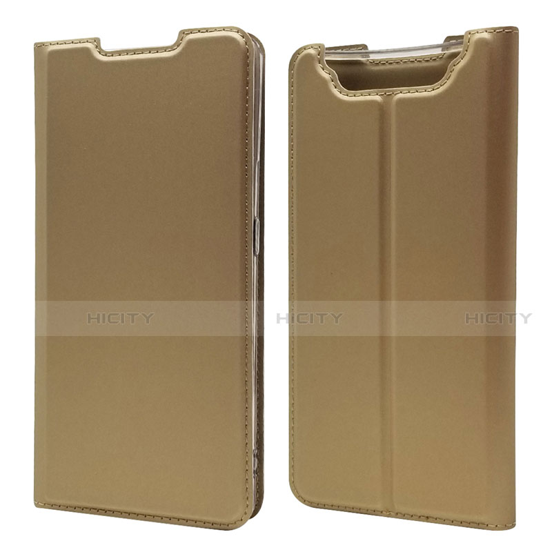 Custodia Portafoglio In Pelle Cover con Supporto per Samsung Galaxy A80 Oro
