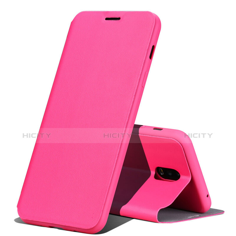 Custodia Portafoglio In Pelle Cover con Supporto per Samsung Galaxy C7 (2017) Rosa Caldo