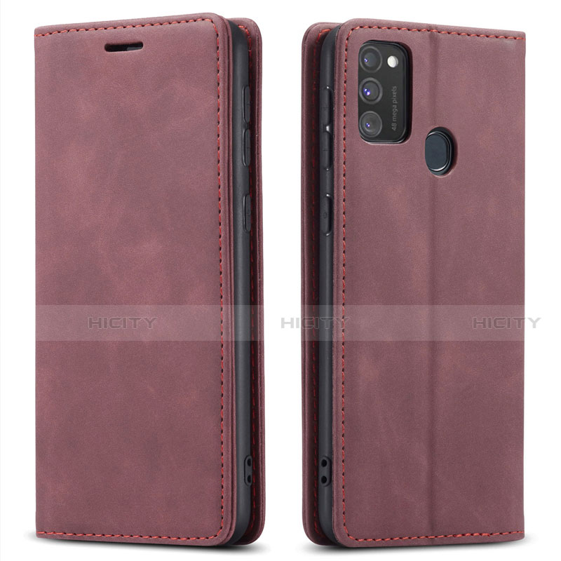 Custodia Portafoglio In Pelle Cover con Supporto per Samsung Galaxy M21 Rosso Rosa