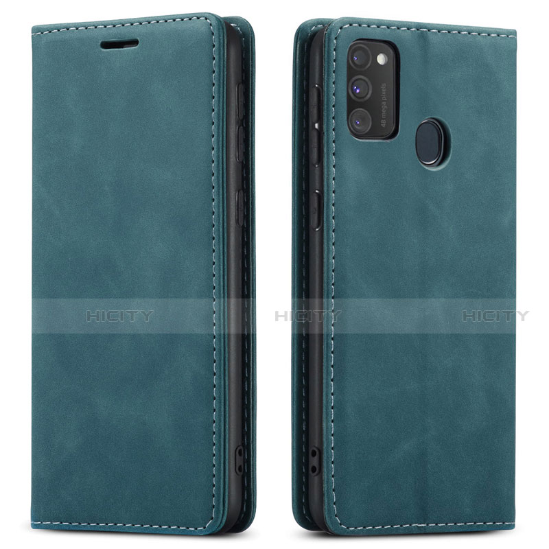 Custodia Portafoglio In Pelle Cover con Supporto per Samsung Galaxy M30s Blu