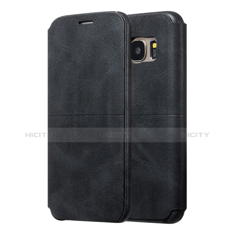 Custodia Portafoglio In Pelle Cover con Supporto per Samsung Galaxy S7 Edge G935F Nero