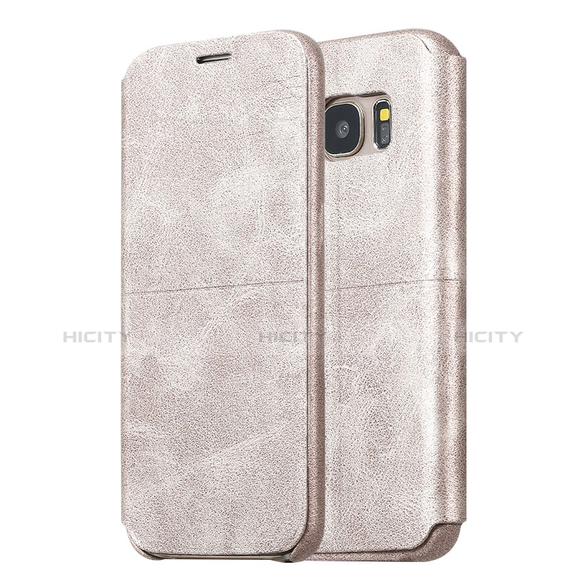 Custodia Portafoglio In Pelle Cover con Supporto per Samsung Galaxy S7 Edge G935F Oro