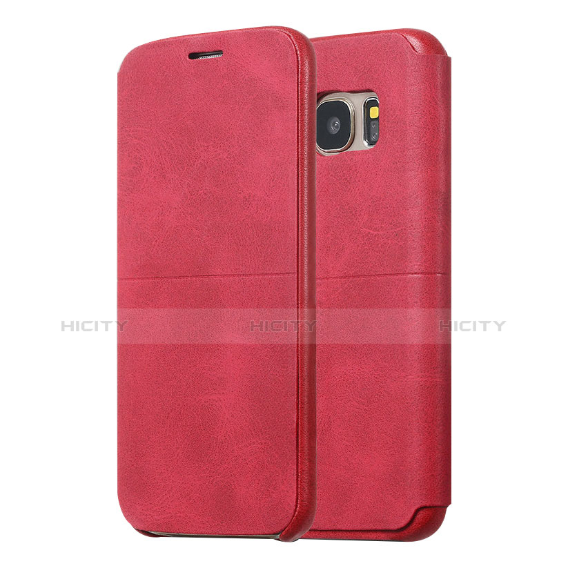 Custodia Portafoglio In Pelle Cover con Supporto per Samsung Galaxy S7 Edge G935F Rosso