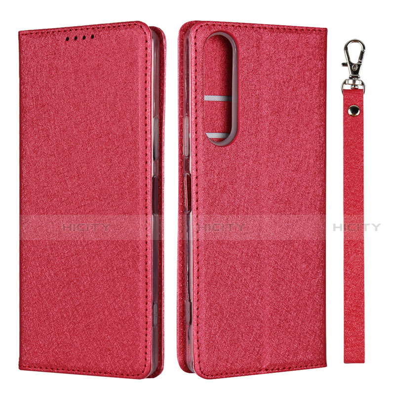 Custodia Portafoglio In Pelle Cover con Supporto per Sony Xperia 1 II Rosso