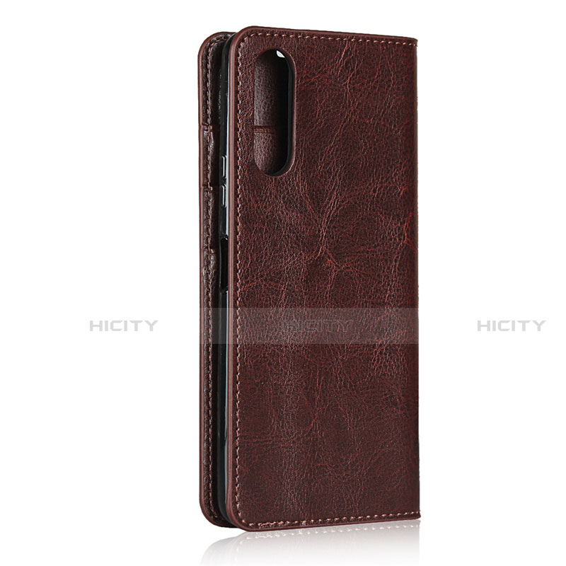 Custodia Portafoglio In Pelle Cover con Supporto per Sony Xperia 10 II Marrone