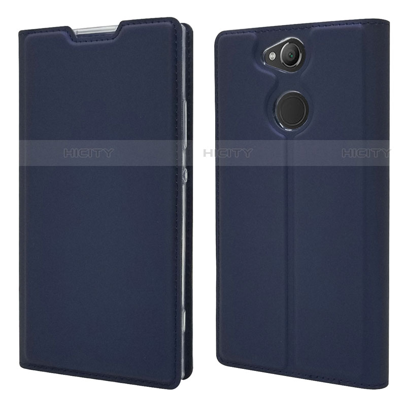 Custodia Portafoglio In Pelle Cover con Supporto per Sony Xperia XA2 Blu