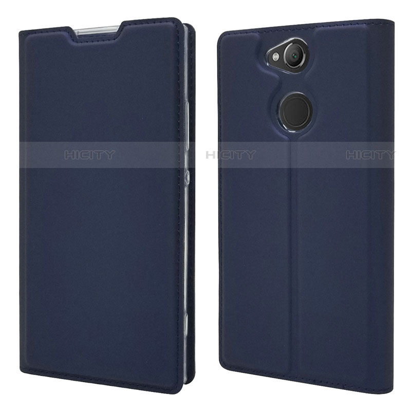 Custodia Portafoglio In Pelle Cover con Supporto per Sony Xperia XA2 Plus Blu