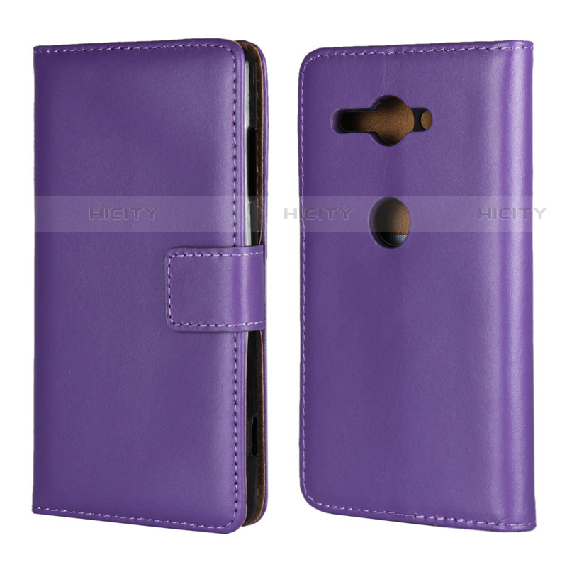 Custodia Portafoglio In Pelle Cover con Supporto per Sony Xperia XZ2 Compact Viola