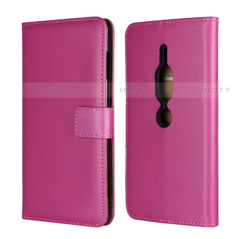 Custodia Portafoglio In Pelle Cover con Supporto per Sony Xperia XZ2 Premium Rosa Caldo