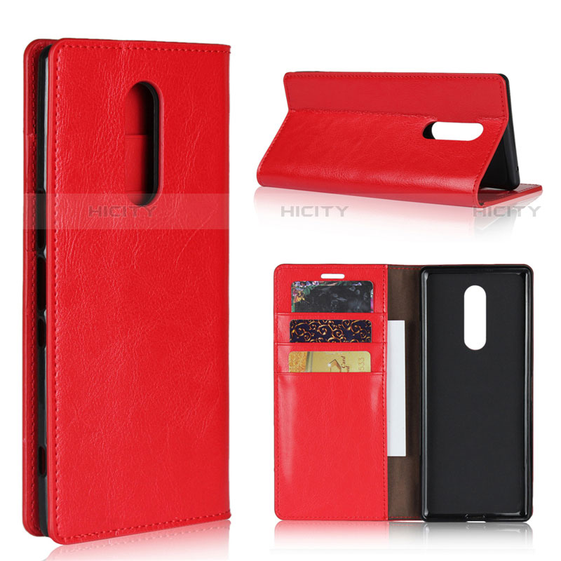 Custodia Portafoglio In Pelle Cover con Supporto per Sony Xperia XZ4 Rosso