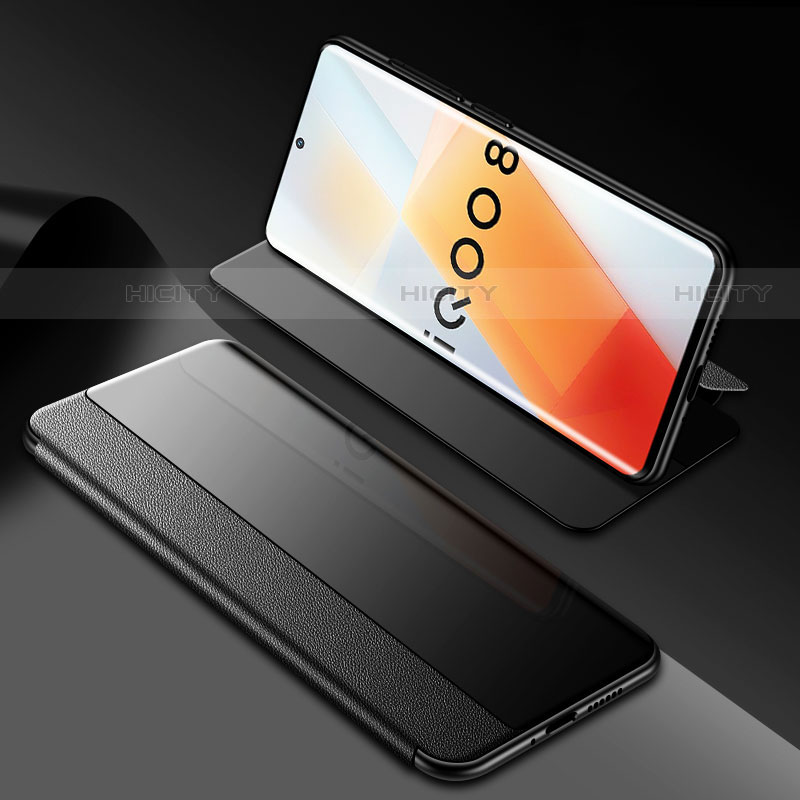 Custodia Portafoglio In Pelle Cover con Supporto per Vivo iQOO 8 Pro 5G Nero