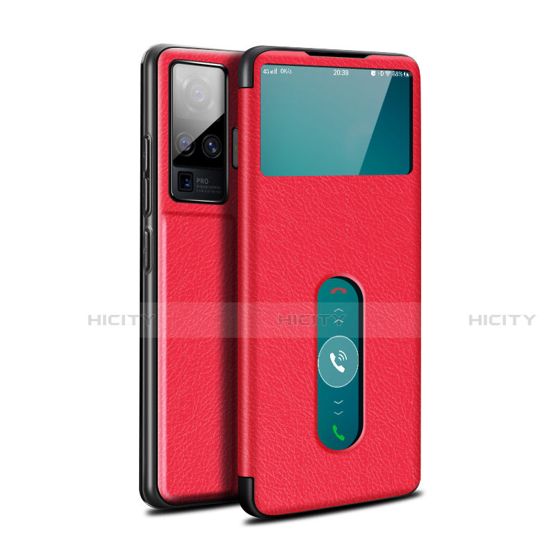 Custodia Portafoglio In Pelle Cover con Supporto per Vivo X50 Pro 5G Rosso