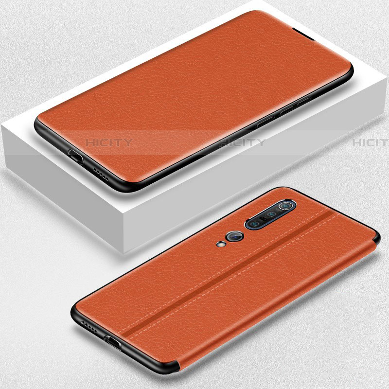Custodia Portafoglio In Pelle Cover con Supporto per Xiaomi Mi 10 Pro Arancione