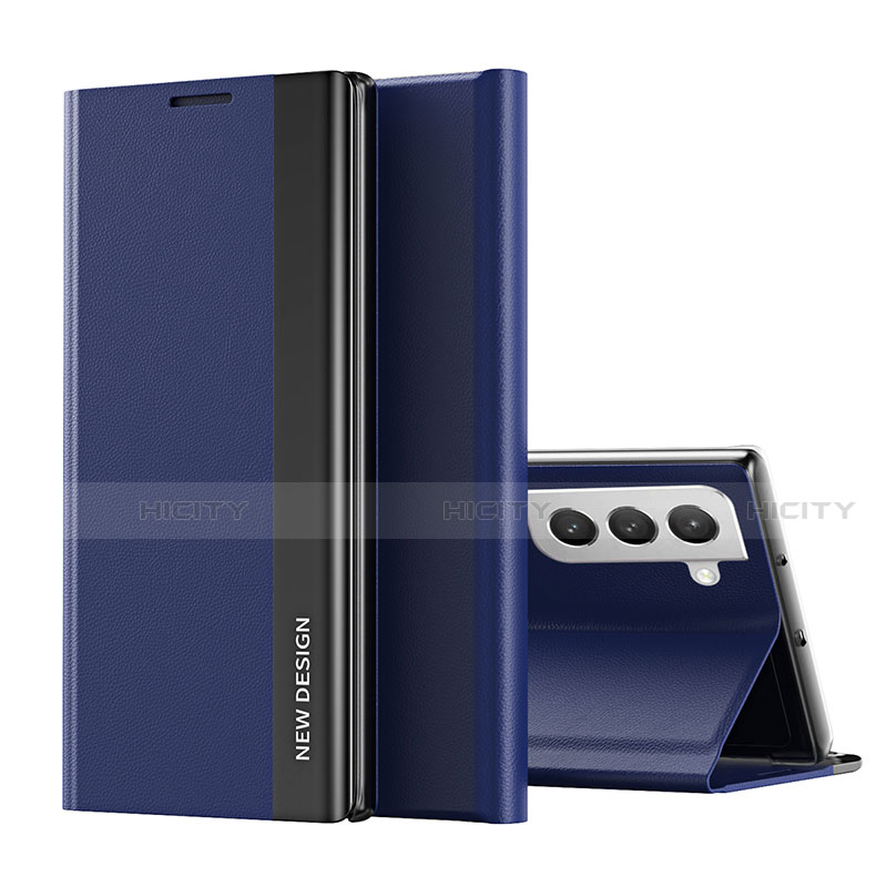 Custodia Portafoglio In Pelle Cover con Supporto Q01H per Samsung Galaxy S21 5G Blu