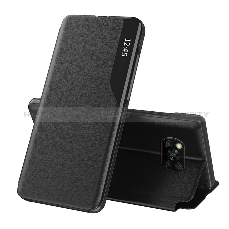 Custodia Portafoglio In Pelle Cover con Supporto Q01H per Xiaomi Poco X3 NFC Nero