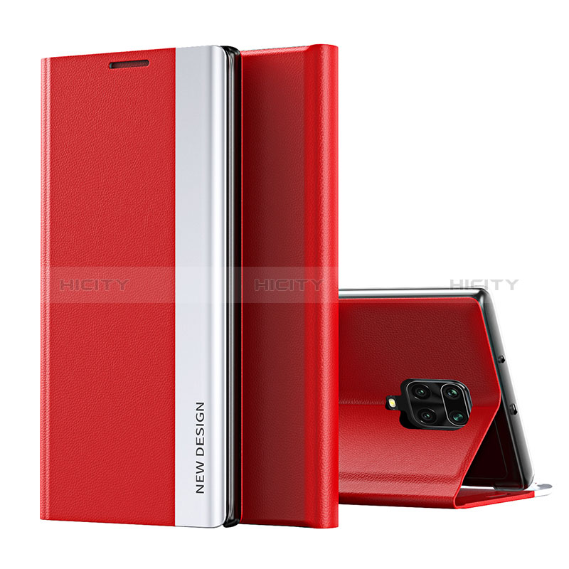 Custodia Portafoglio In Pelle Cover con Supporto Q01H per Xiaomi Redmi Note 9 Pro Max Rosso