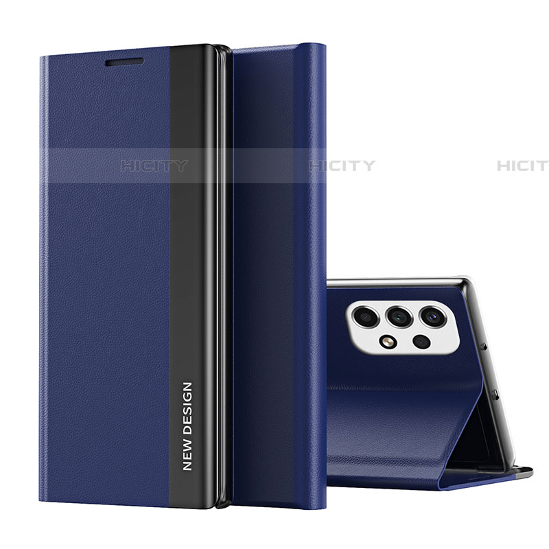 Custodia Portafoglio In Pelle Cover con Supporto Q03H per Samsung Galaxy A73 5G Blu