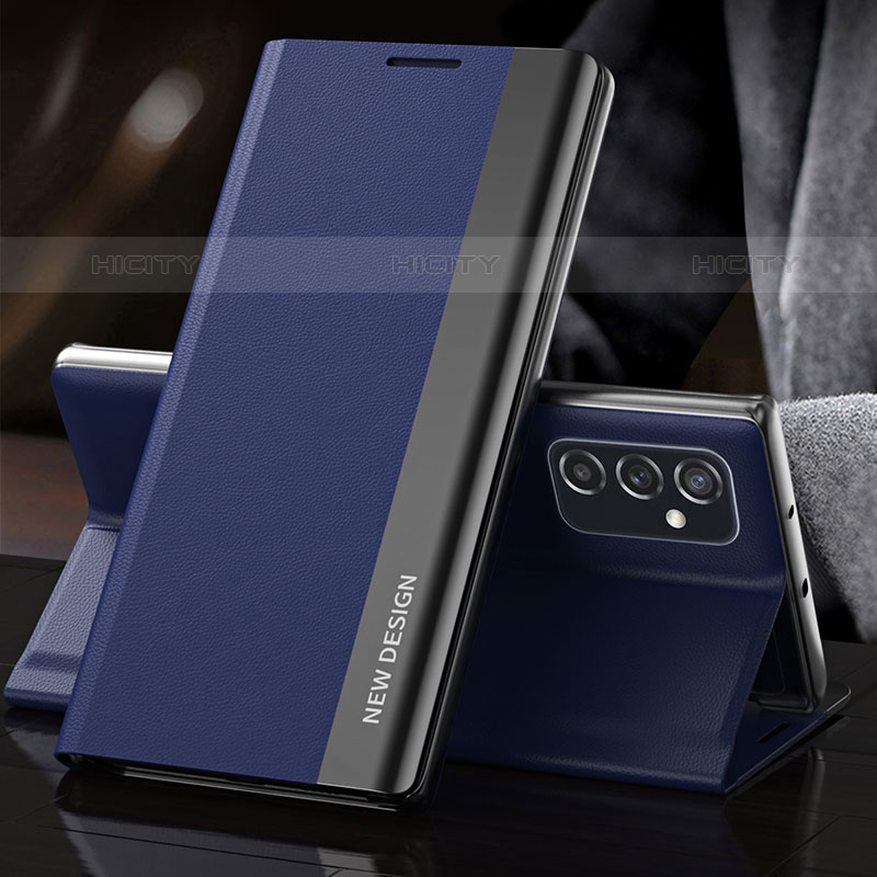 Custodia Portafoglio In Pelle Cover con Supporto Q03H per Samsung Galaxy M52 5G Blu