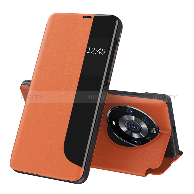 Custodia Portafoglio In Pelle Cover con Supporto QH1 per Huawei Honor Magic3 Pro 5G Arancione
